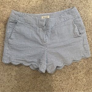 British Khaki Navy Striped Scalloped Shorts